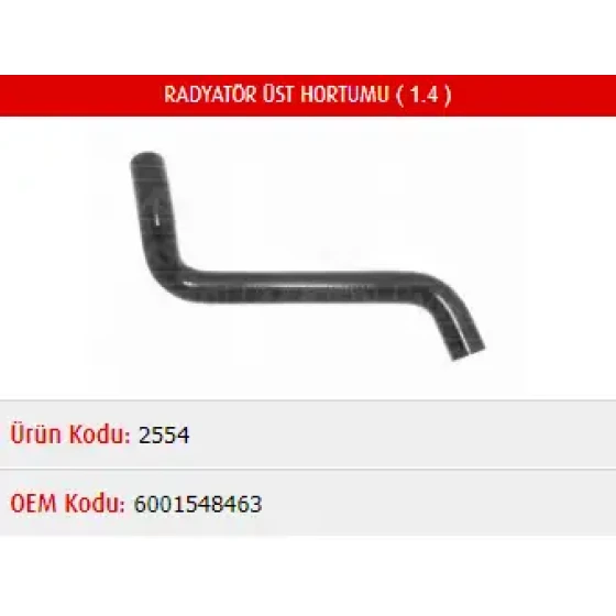 Master Radyatör Üst Hortumu – M2554 / OEM 6001548463 ürün görseli