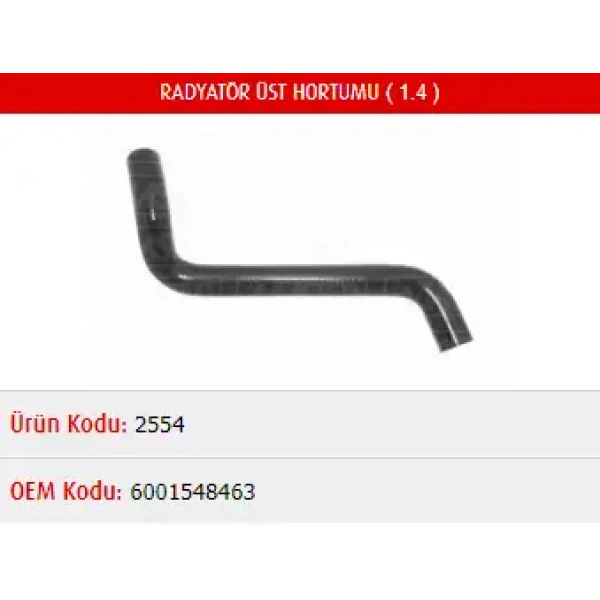 Master Radyatör Üst Hortumu – M2554 / OEM 6001548463