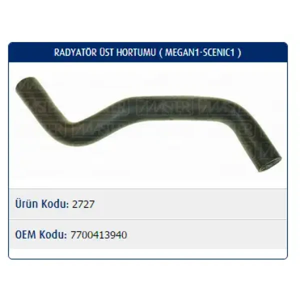 Master Radyatör Üst Hortumu – M2727