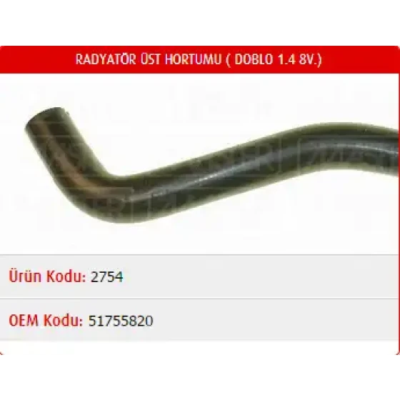 Master Radyatör Üst Hortumu – M2754 / OEM 51755820 ürün görseli