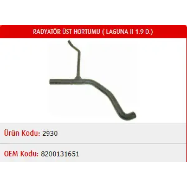 Master Radyatör Üst Hortumu – M2930 / OEM 8200131651