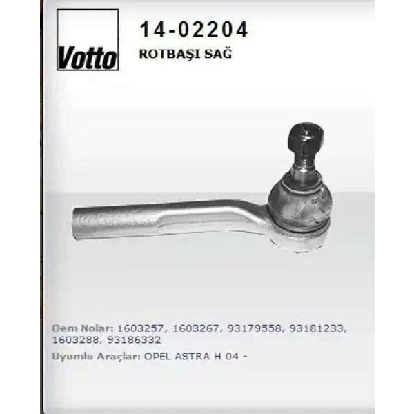 Votto Rot Başı (Sağ) – 14-02204 / OEM 1603257