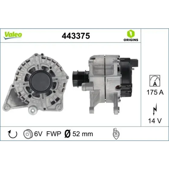 Valeo Şarj Dinamosu – 443375 / OEM A0009061503 ürün görseli