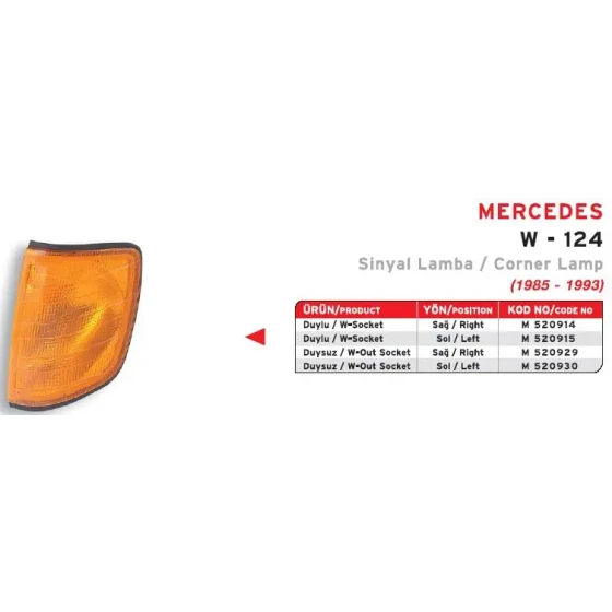 MARS Sinyal Lambası (Sol) – 520915 / OEM A2018260443 ürün görseli