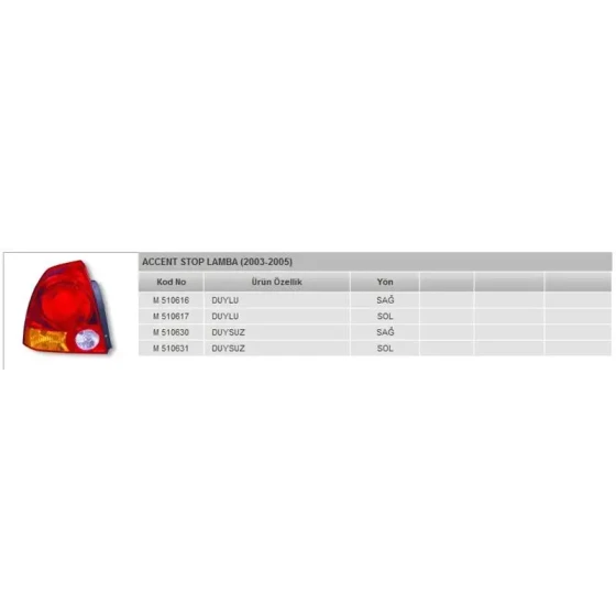 MARS Stop Lambası (Sağ) – 510616 / OEM 9240225510 ürün görseli