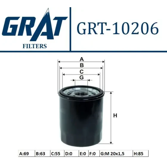 GRAT Yağ Filtresi – 10206 / OEM 46544820 ürün görseli