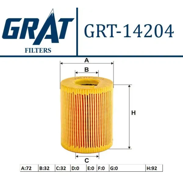 GRAT Yağ Filtresi – 14204 / OEM 650300
