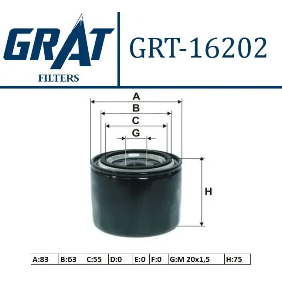 GRAT Yağ Filtresi – 16202 / OEM 2630035500 ürün görseli