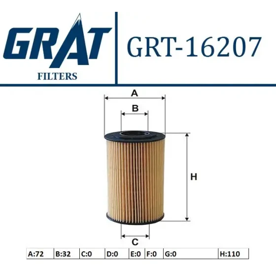 GRAT Yağ Filtresi – 16207 / OEM 2632027401 ürün görseli
