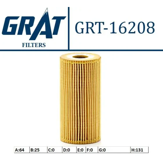 GRAT Yağ Filtresi – 16208 / OEM 263202F000 ürün görseli