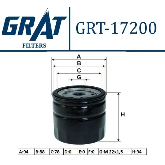 GRAT Yağ Filtresi – 17200 / OEM 4M5Q6714BA ürün görseli