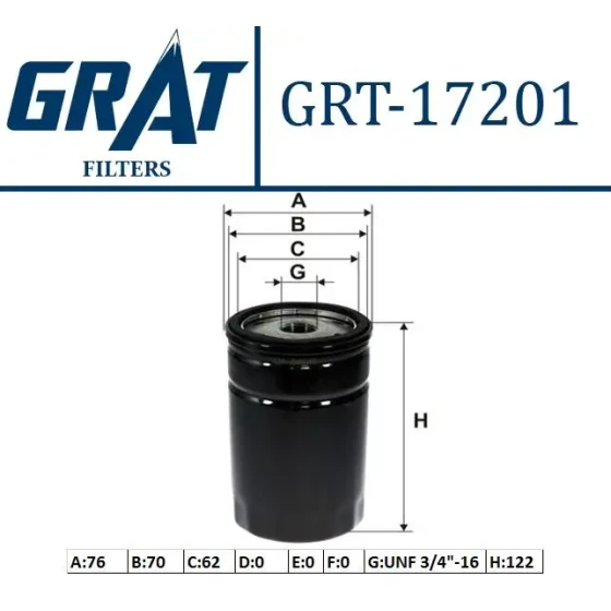GRAT Yağ Filtresi – 17201 / OEM 978M6714B4A ürün görseli