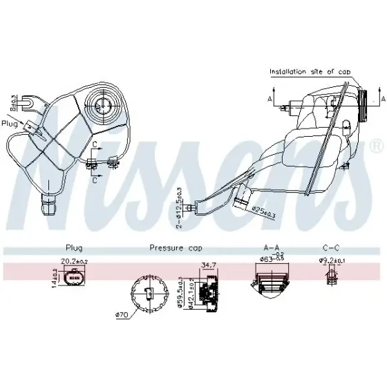 Nissens Yedek Su Deposu – 996204 / OEM A2215000349 ürün görseli